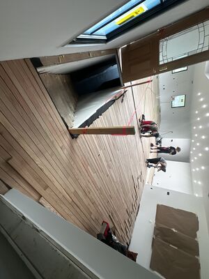 Engineered flooring in progress