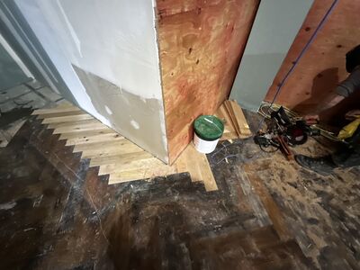 Flooring installation in progress