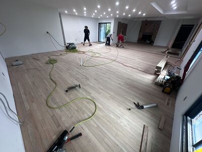 Hardwood flooring in progress
